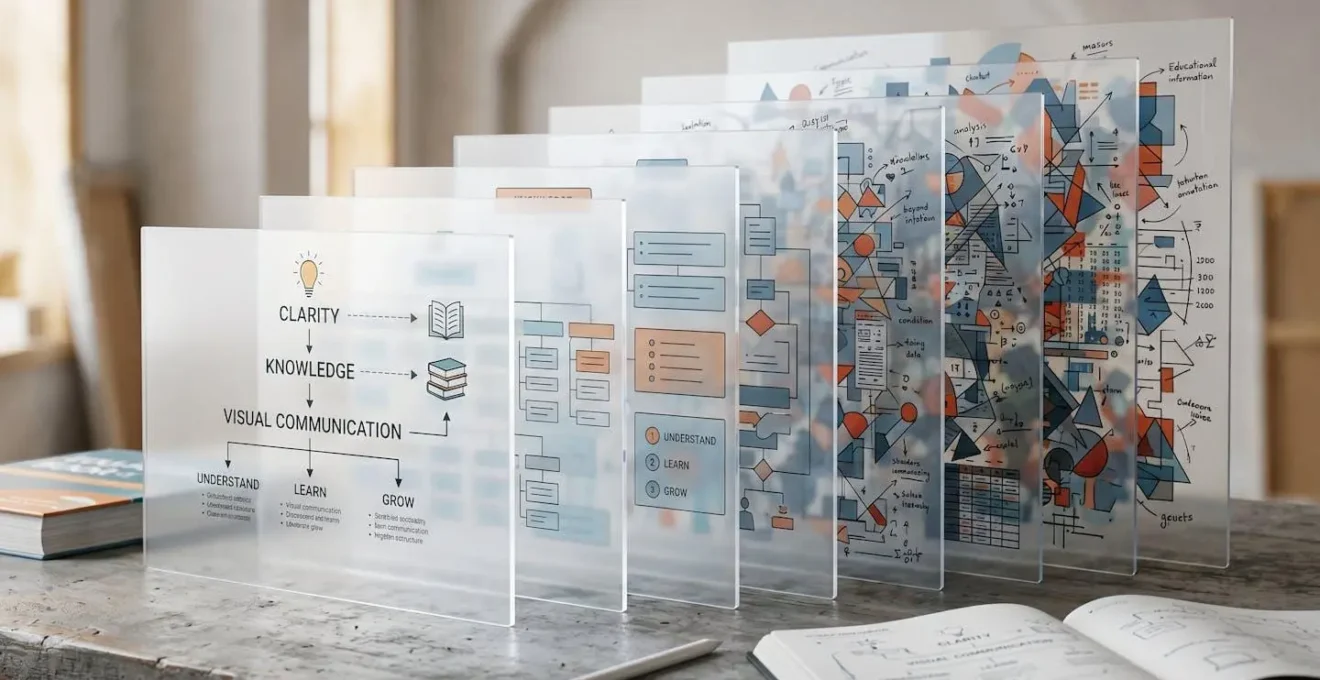 Professionelle visuelle Darstellung komplexer Bildungsinhalte durch strategische Informationsarchitektur