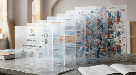 Professionelle visuelle Darstellung komplexer Bildungsinhalte durch strategische Informationsarchitektur