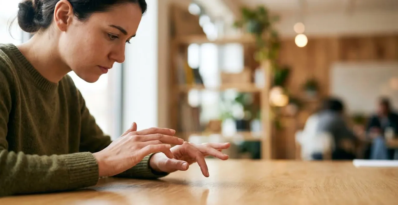 Nahaufnahme von Händen, die mit einem interaktiven Lernwerkzeug arbeiten, symbolisiert aktives Engagement in Online-Kursen durch Quizfragen