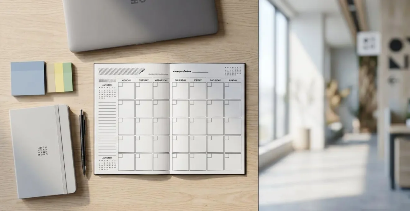Kleines Marketing-Team plant Content-Strategie mit strukturiertem Kalender und digitalen Werkzeugen