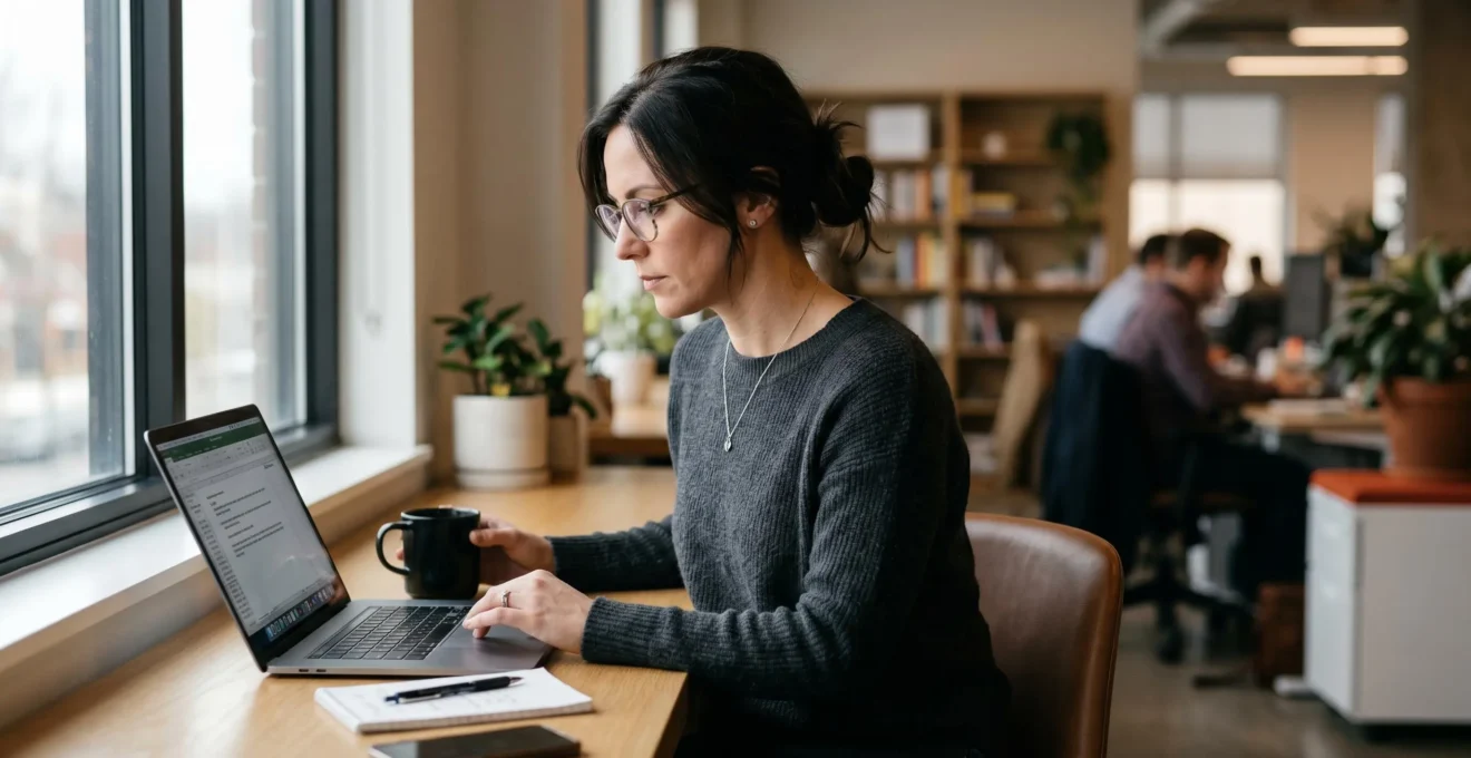 Berufstätiger lernt flexibel am Laptop zwischen Arbeitsterminen
